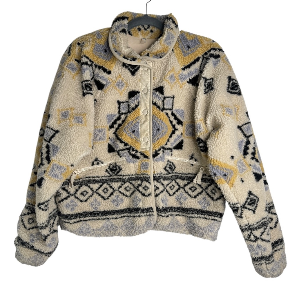Free People Movement Small Hit the Slopes Tribal Print Fleece Teddy Jacket - Picture 6 of 15